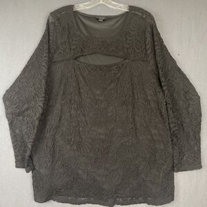 Torrid Black Long Sleeve Cutout Stretch Lace Blouse Top Size 3X (3) Witchy